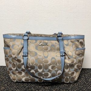 COACH bag with periwinkle, white and gold